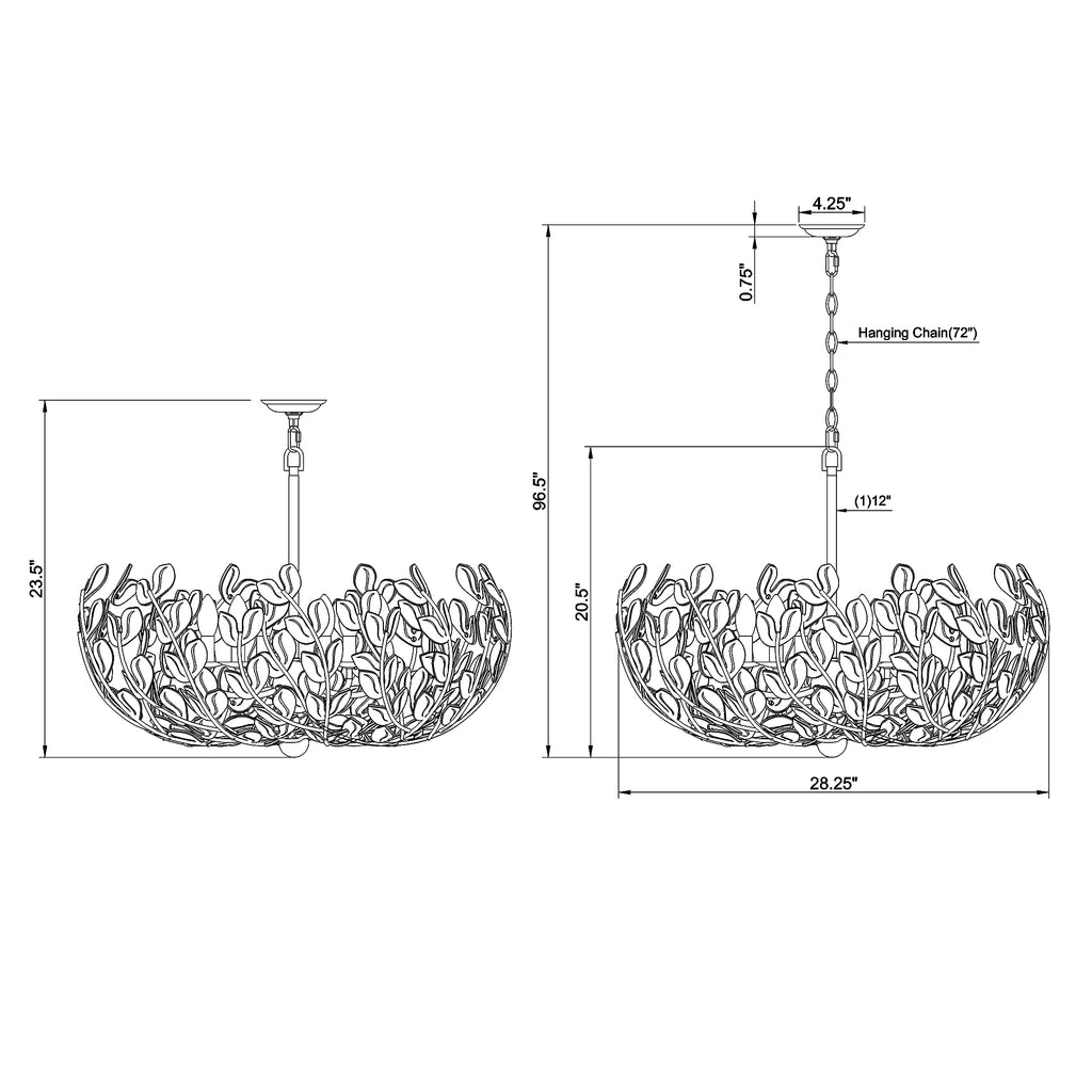 Crystorama Bridget 28.5" Chandelier - Product Dimensions