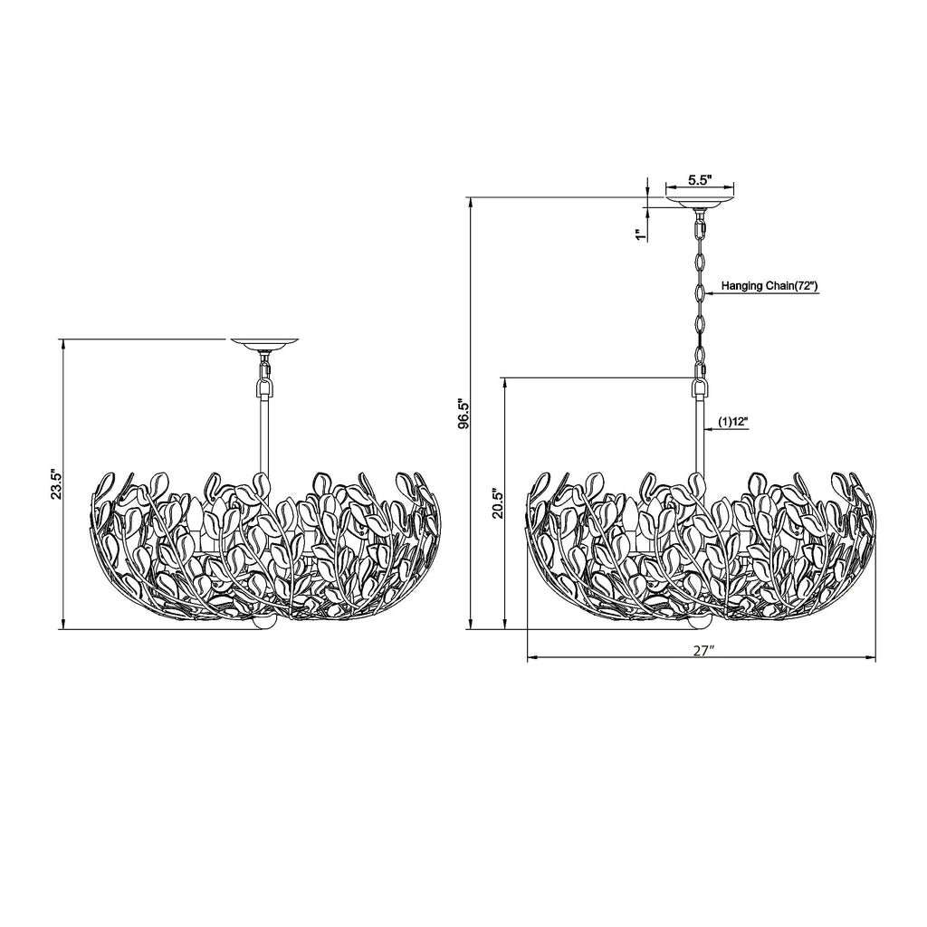 Crystorama Bridget 27" Chandelier - Product Dimensions