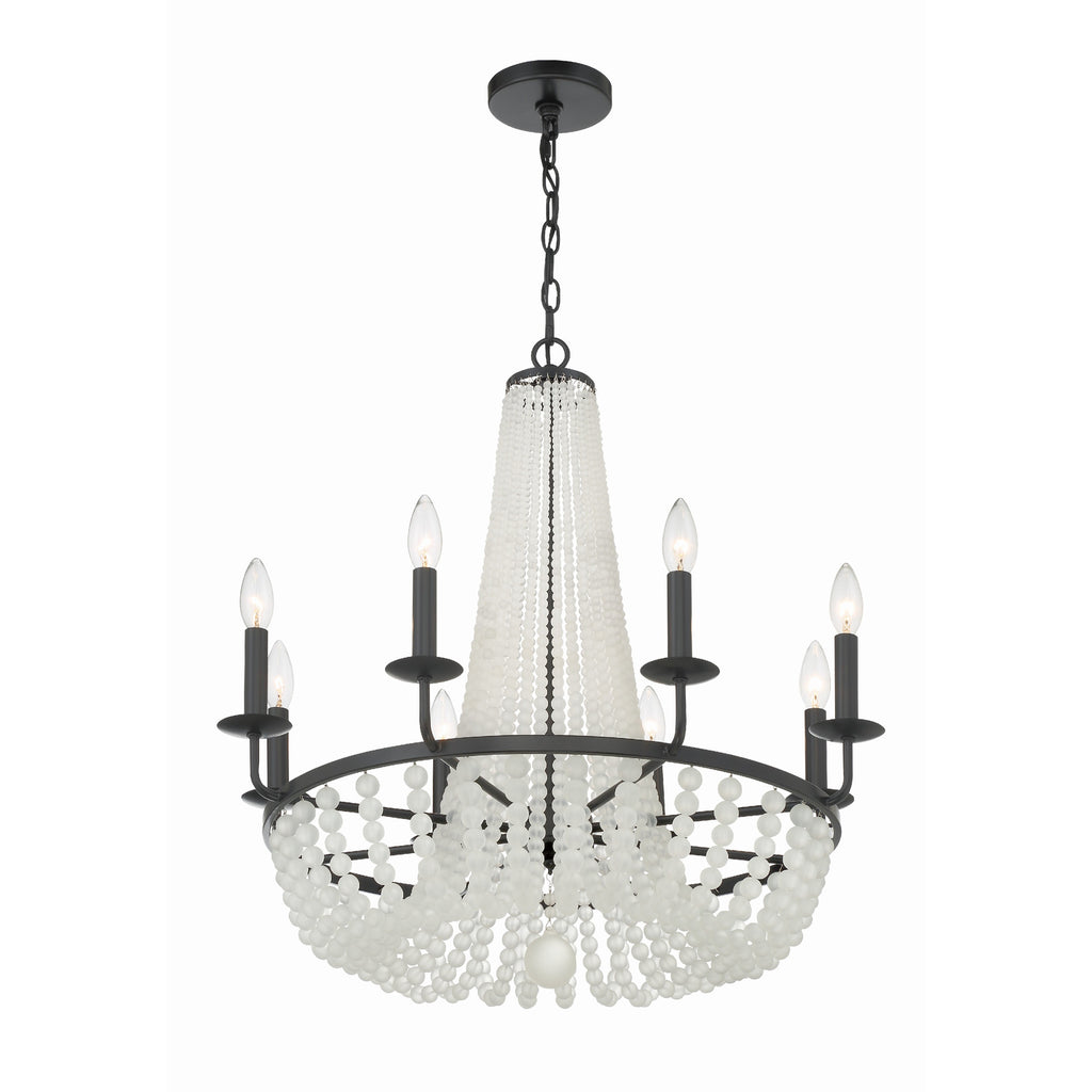 Crystorama Bella 26'' Chandelier in Matte Black - Front View