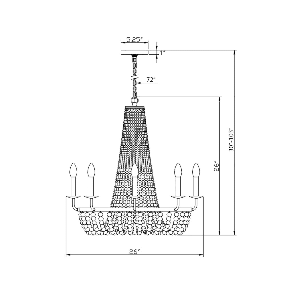 Crystorama Bella 26'' Chandelier - Product Dimensions