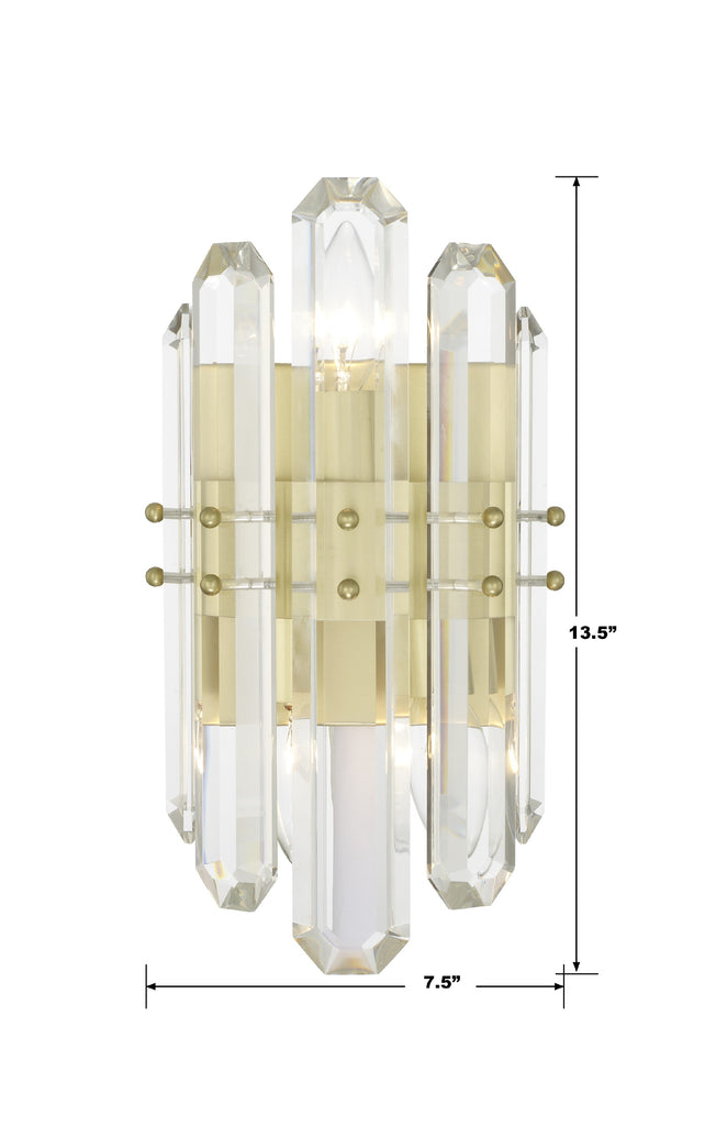 BOL-8882-AG Bolton 2 Light Sconce | Dimensions Image