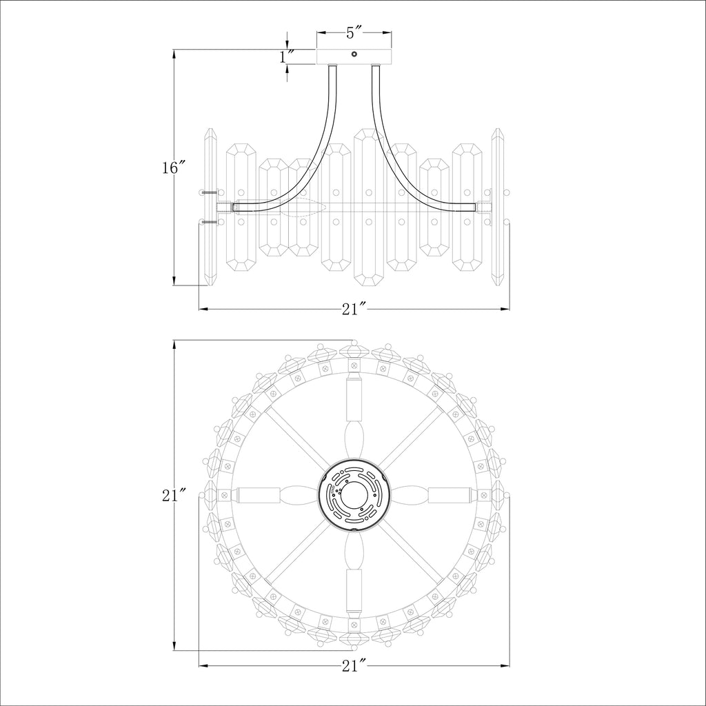 Crystorama Bolton 20.75'' Semi Flush Mount - Product Dimensions