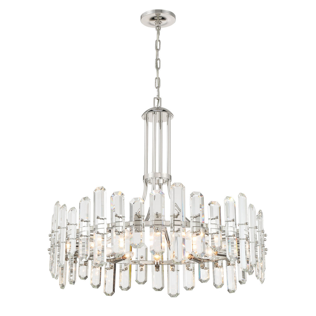 Crystorama Bolton 31'' Chandelier in Polished Nickel - Front View
