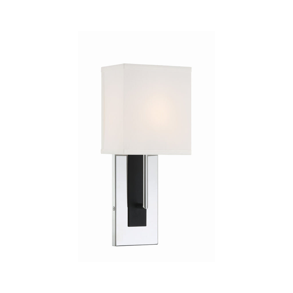 Crystorama Brent 6.5'' Sconce in Polished Nickel + Black Forged - Front View