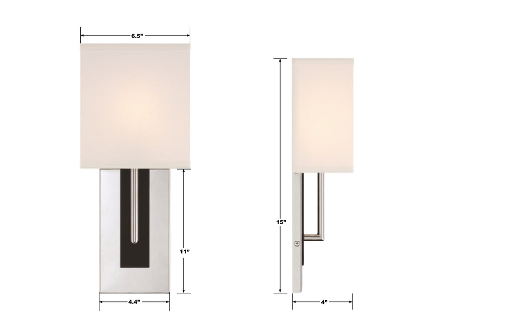 Crystorama-OPEN-BOX Brent 1 Light Sconce - Product Dimensions