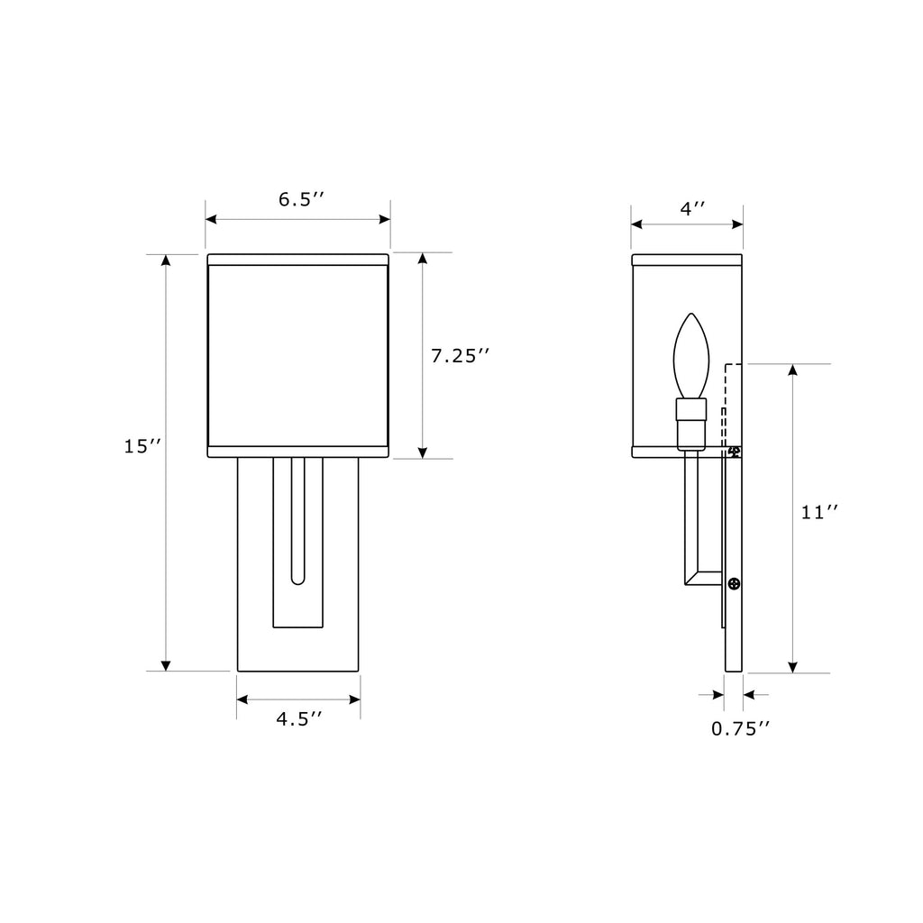 Crystorama Brent 6.5'' Sconce - Product Dimensions