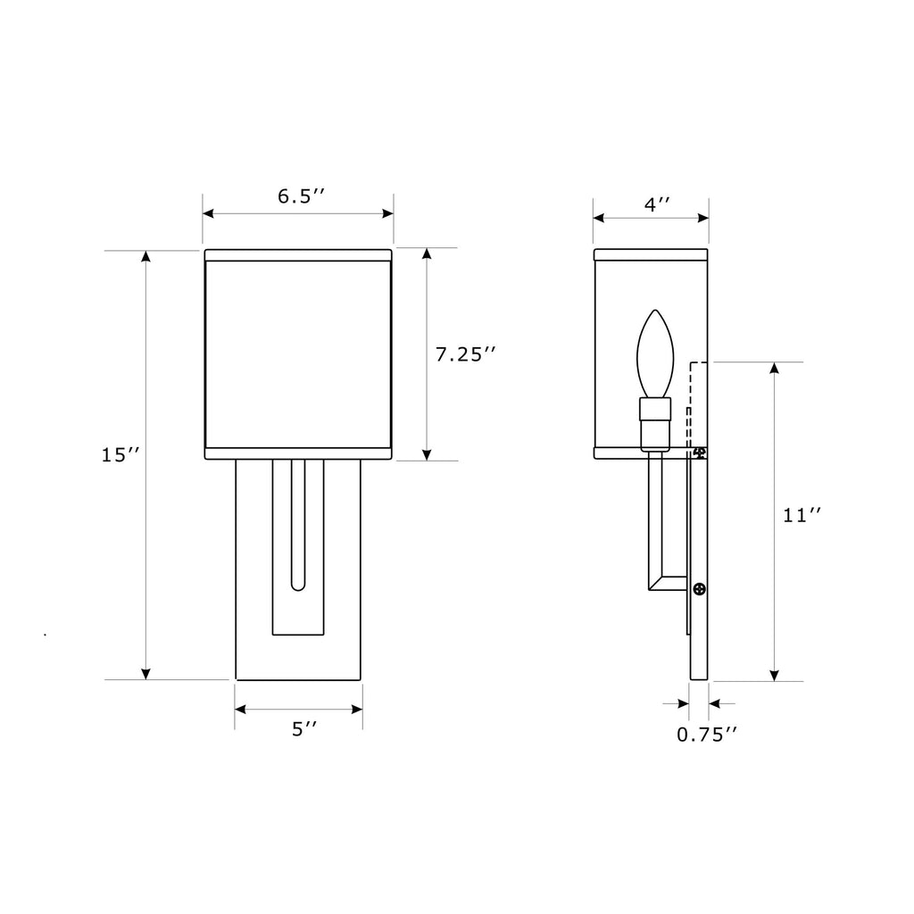 Crystorama Brent 6.5'' Sconce - Product Dimensions