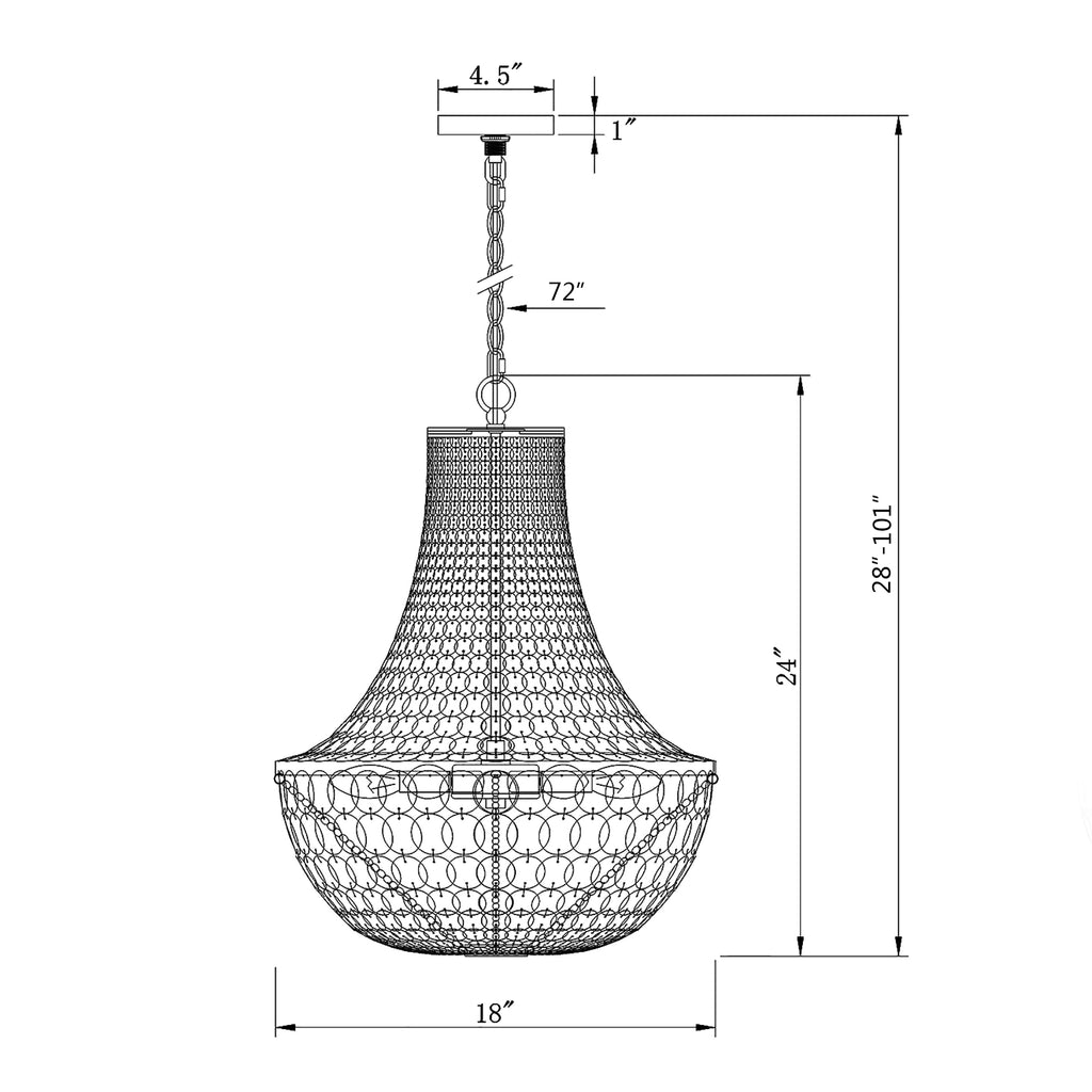 Crystorama Brielle 18'' Chandelier - Product Dimensions
