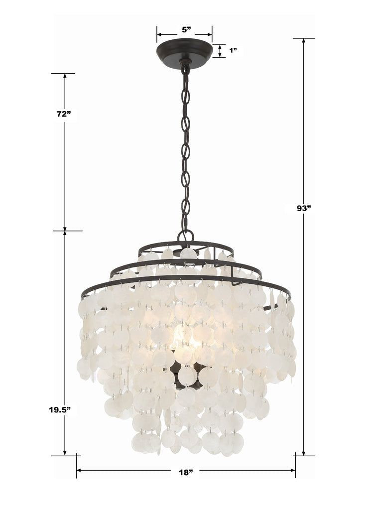 BRI-3008-DB Brielle 4 Light Chandelier | Dimensions Image