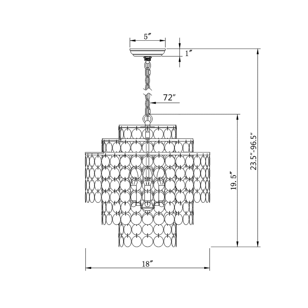Crystorama Brielle 18'' Chandelier - Product Dimensions