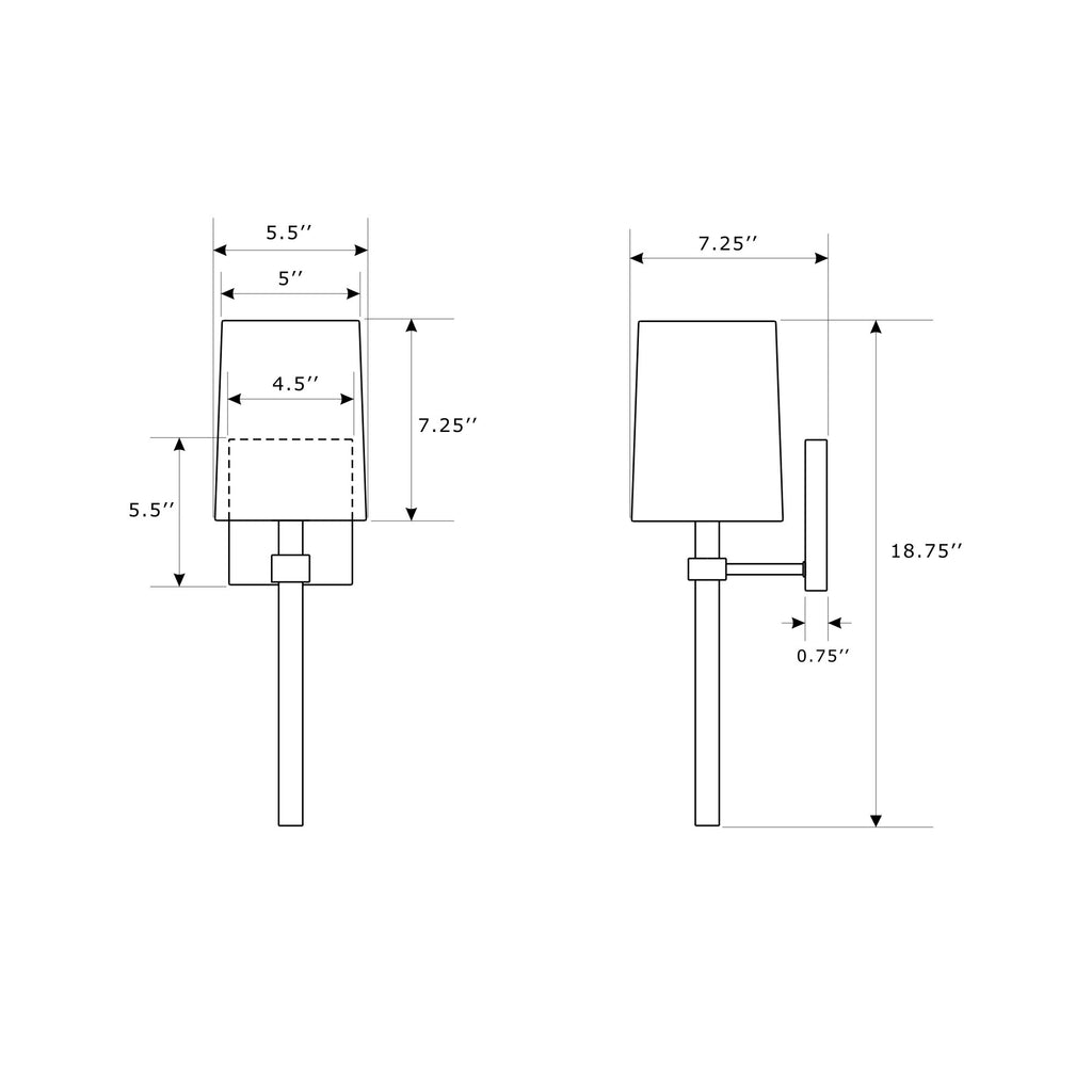 Crystorama Bromley 5.5'' Sconce - Product Dimensions