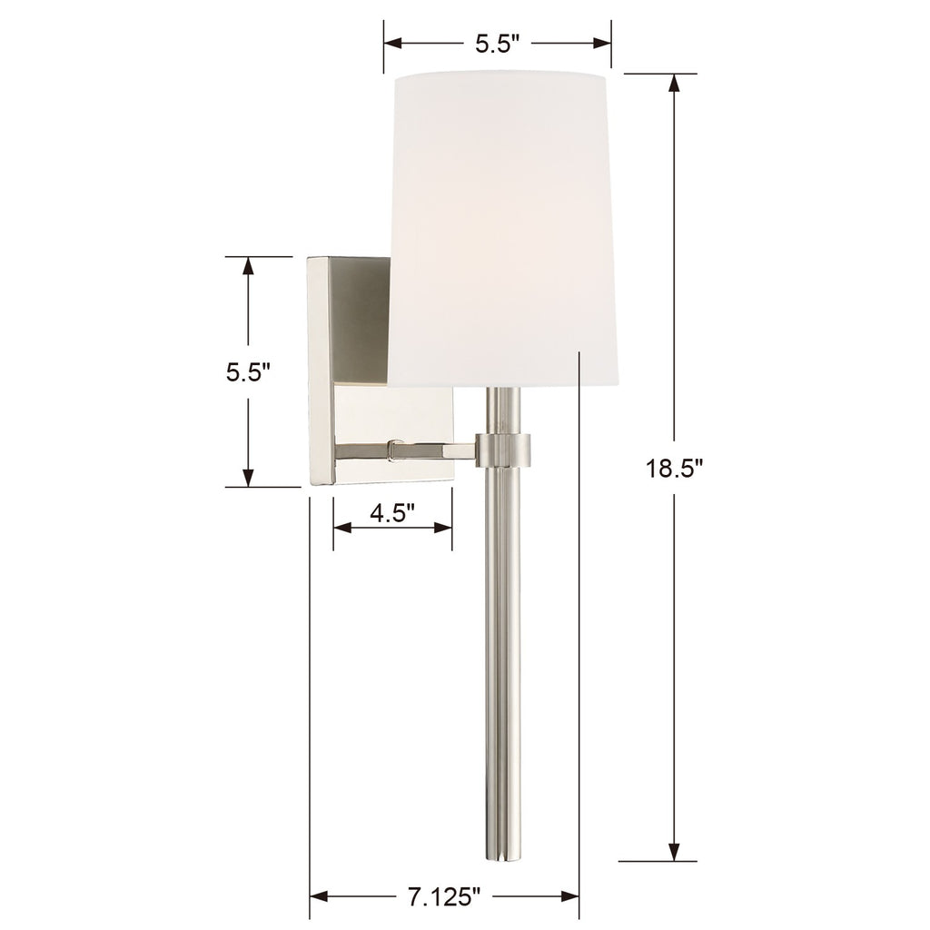 BRO-451-PN Bromley 1 Light Sconce | Dimensions Image