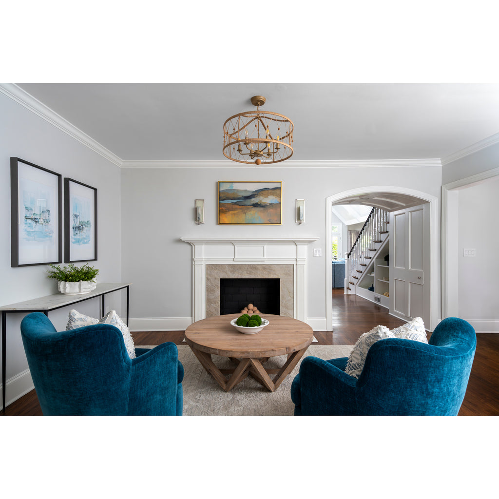 Crystorama Brixton 24'' Chandelier in Burnished Silver - Lifestyle View