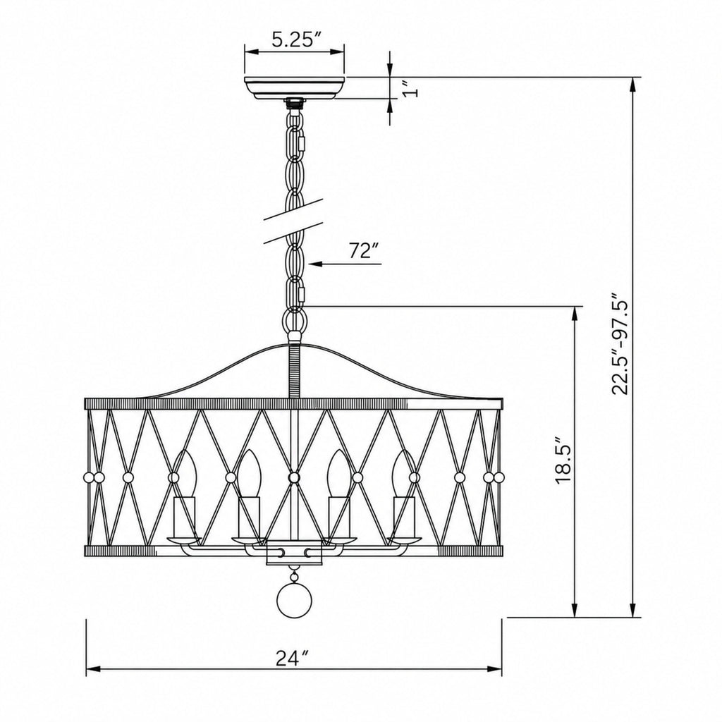 Crystorama Brixton 24'' Chandelier - Product Dimensions