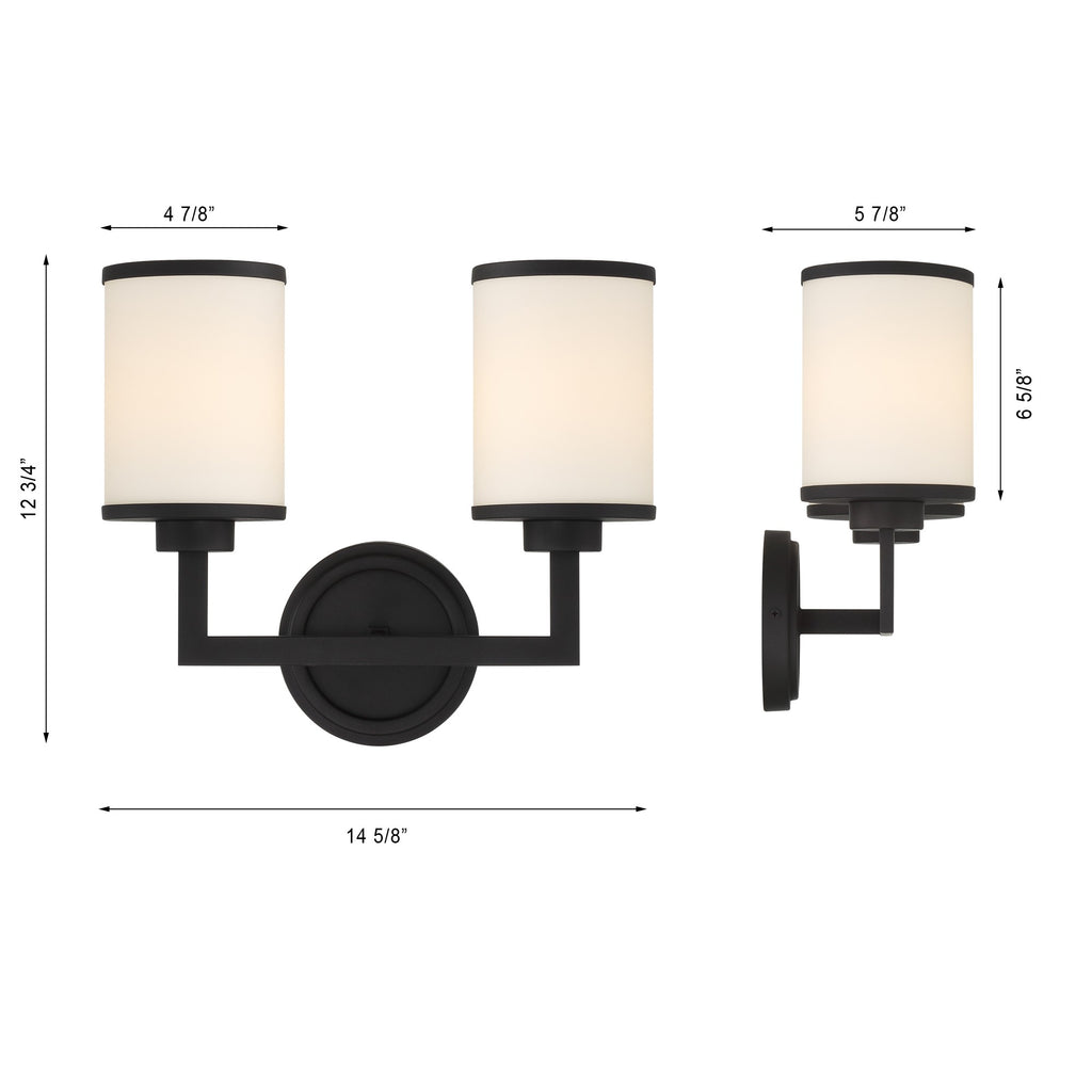 BRY-8002-BF Bryant 2 Light Sconce | Dimensions Image