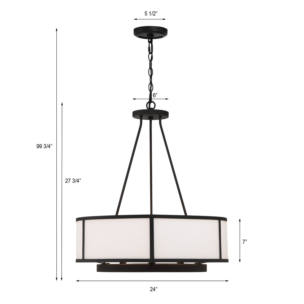 BRY-8006-BF Bryant 6 Light Chandelier | Dimensions Image