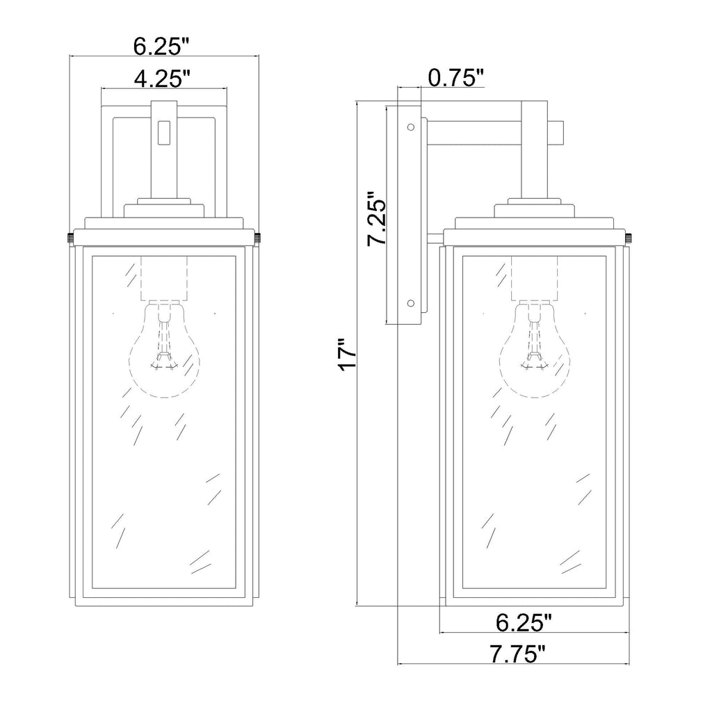Crystorama Byron 6.5'' Outdoor Sconce - Product Dimensions
