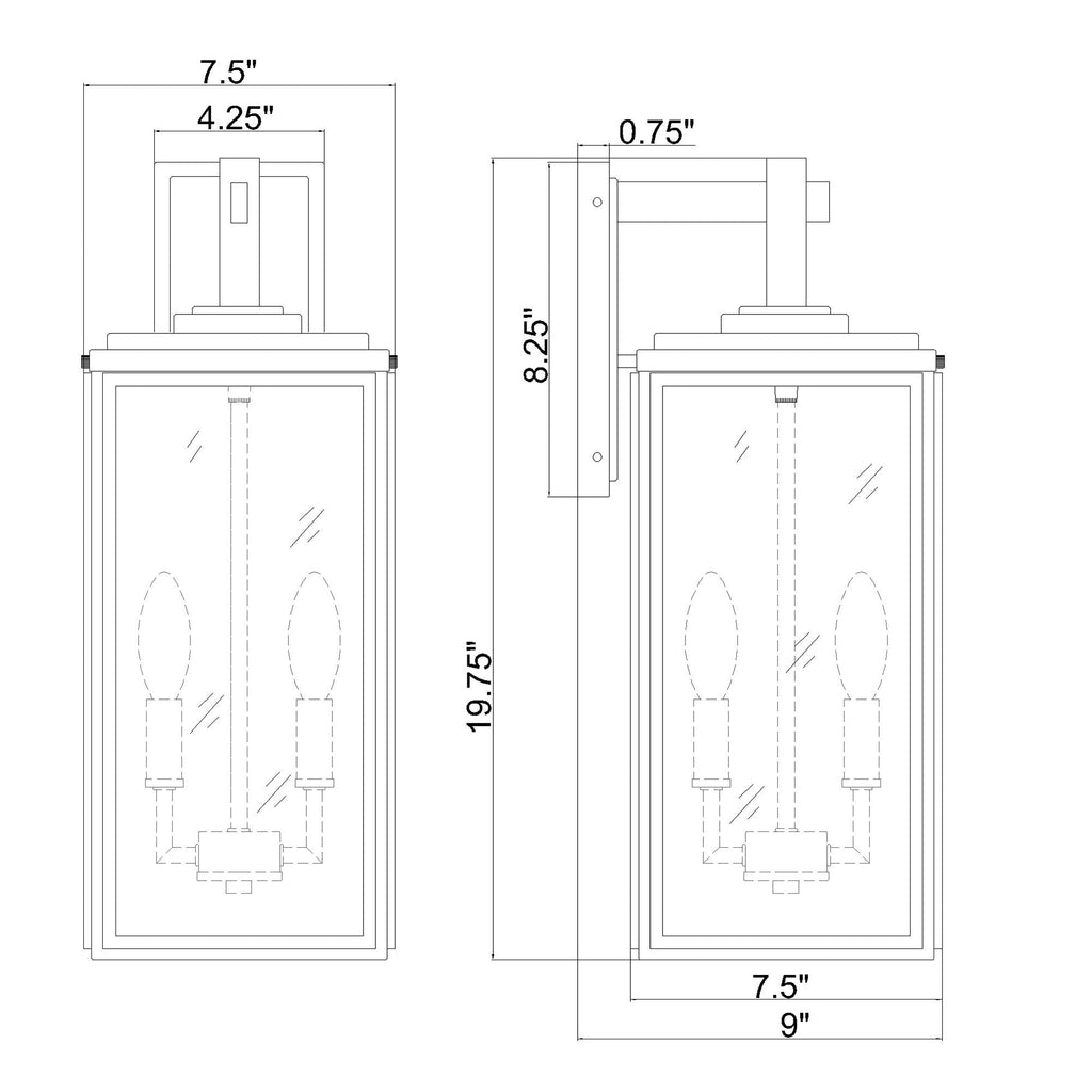 Crystorama Byron 7.5'' Outdoor Sconce - Product Dimensions