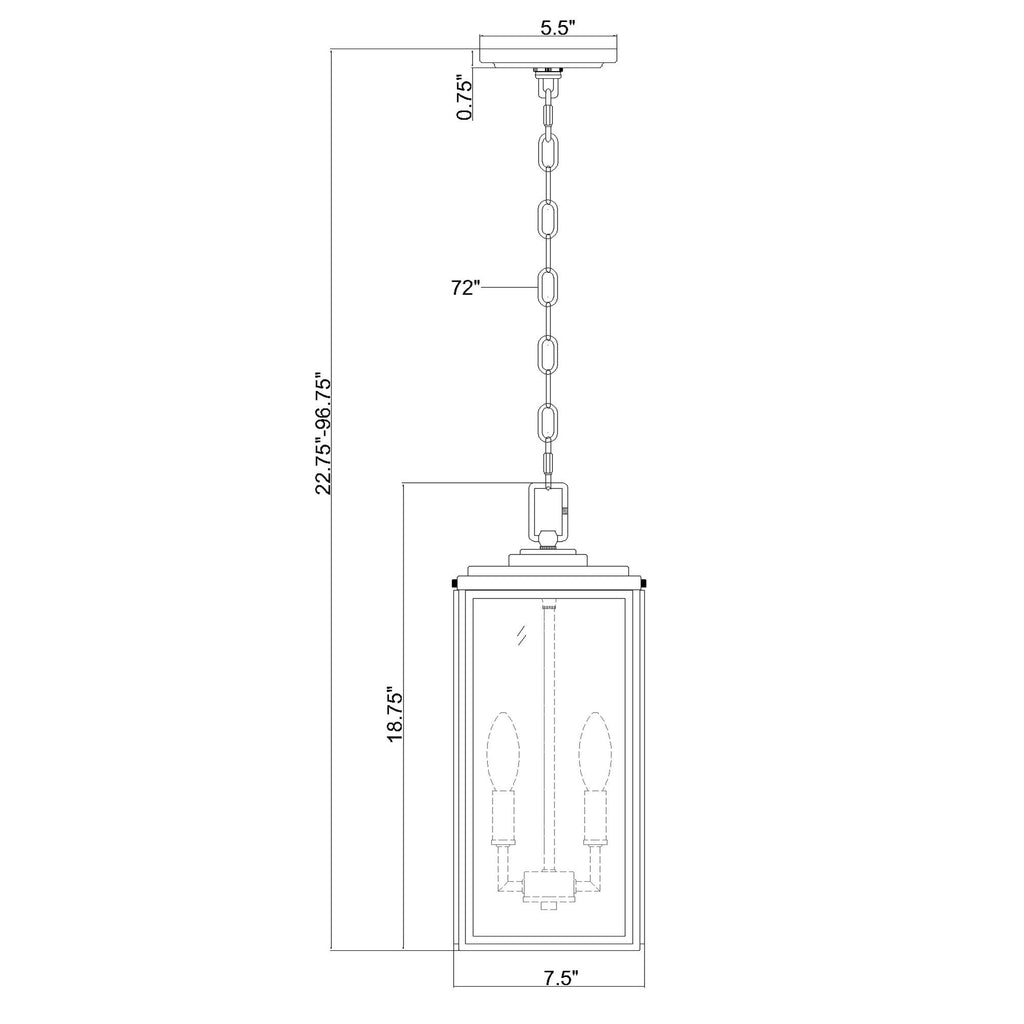 Crystorama Byron 7.5'' Outdoor Pendant - Product Dimensions