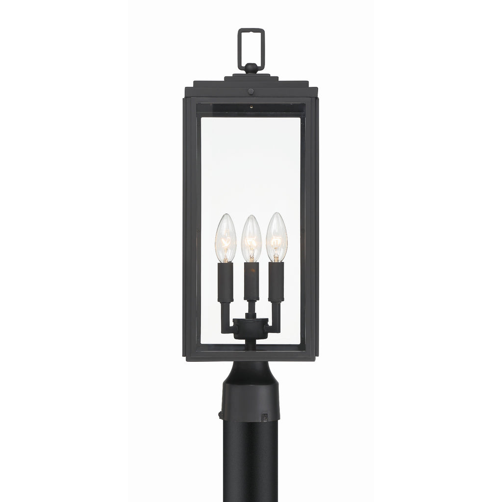 Crystorama-OPEN-BOX Byron 3 Light Outdoor Post in Matte Black - Front View