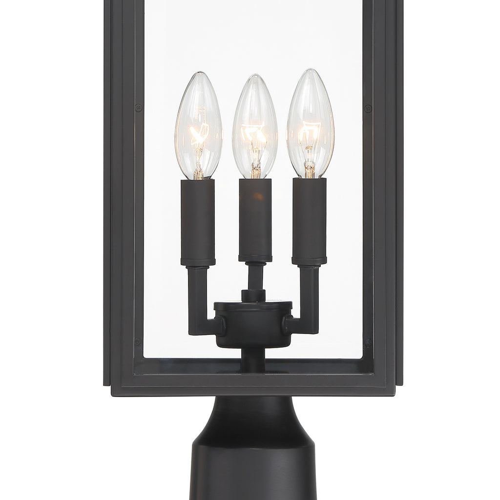 Crystorama-OPEN-BOX Byron 3 Light Outdoor Post in Matte Black - Additional View