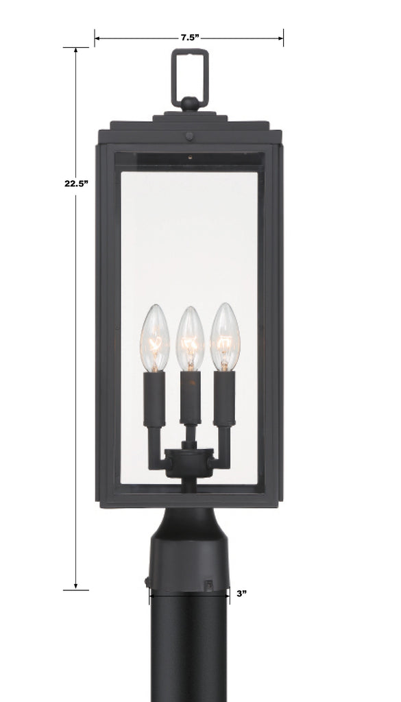 Crystorama-OPEN-BOX Byron 3 Light Outdoor Post - Product Dimensions