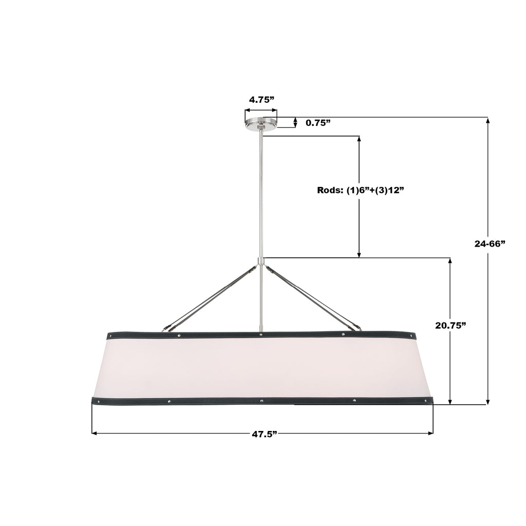 CAL-2407-PN Callahan 47.5'' Linear Oval Chandelier | Dimensions Image