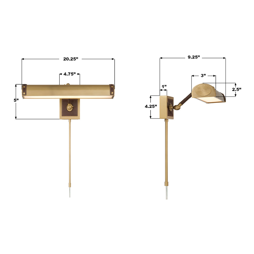 CAL-2411-LG Callahan 20.25'' Integrated LED Picture Light | Dimensions Image