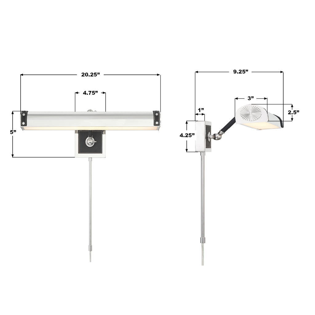CAL-2411-PN Callahan 20.25'' Integrated LED Picture Light | Dimensions Image
