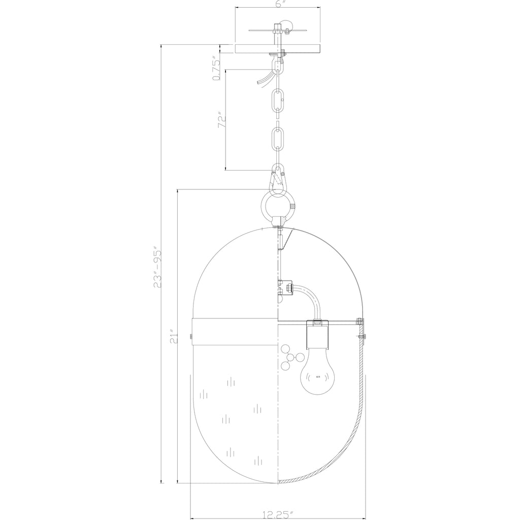 Crystorama Capsule 12.25'' Outdoor Pendant - Product Dimensions