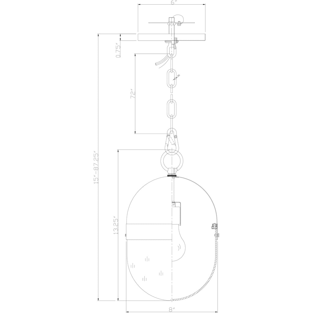 Crystorama Capsule 8'' Outdoor Pendant - Product Dimensions