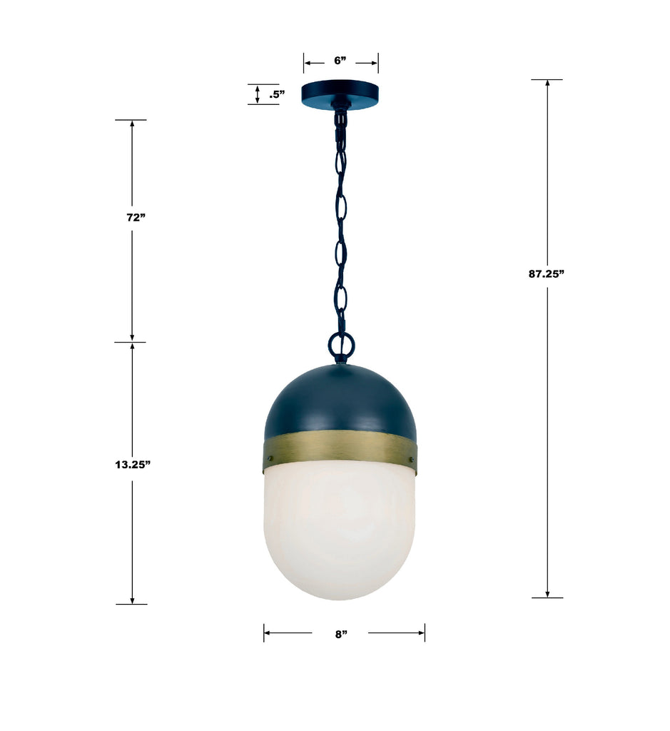 CAP-8507-MK-TG Brian Patrick Flynn Capsule 1 Light Outdoor Pendant | Dimensions Image