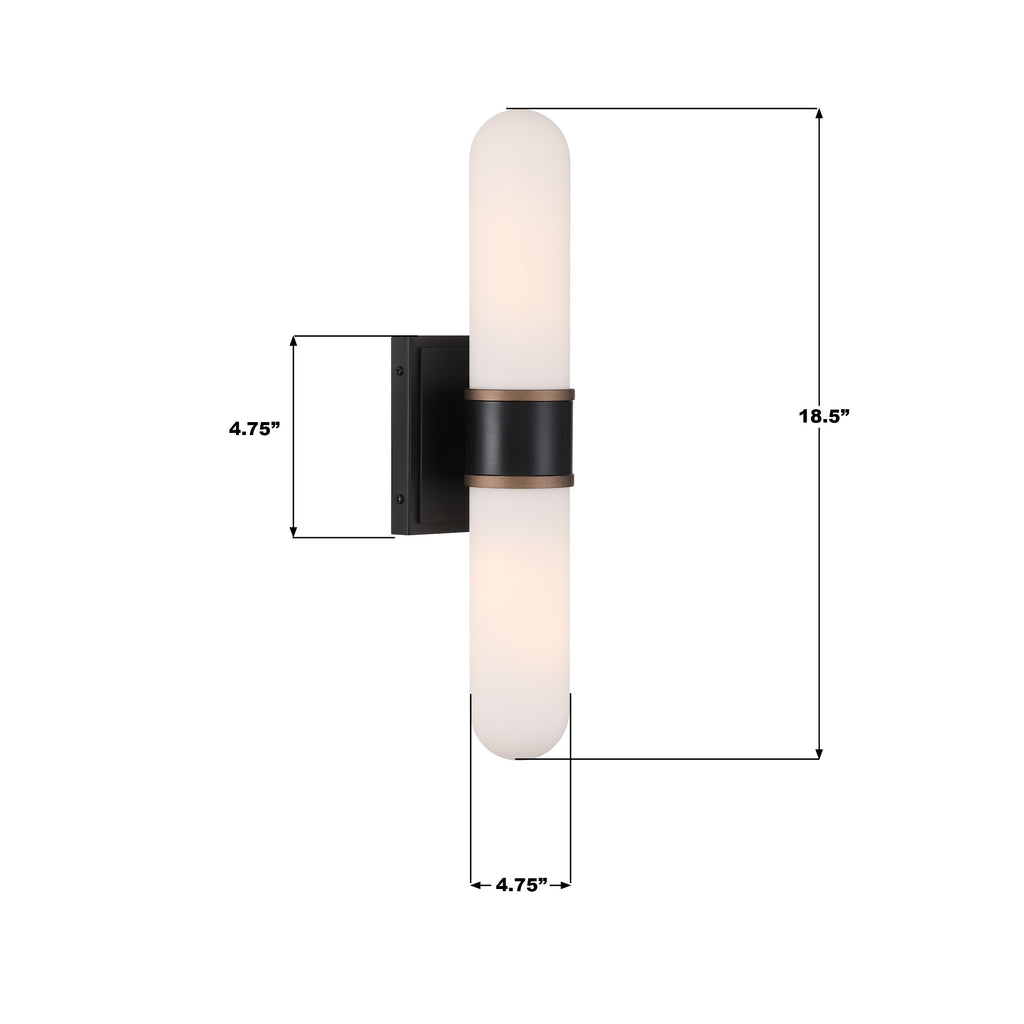 CAP-8512-MK-TG Brian Patrick Flynn Capsule 2 Light Sconce | Dimensions Image