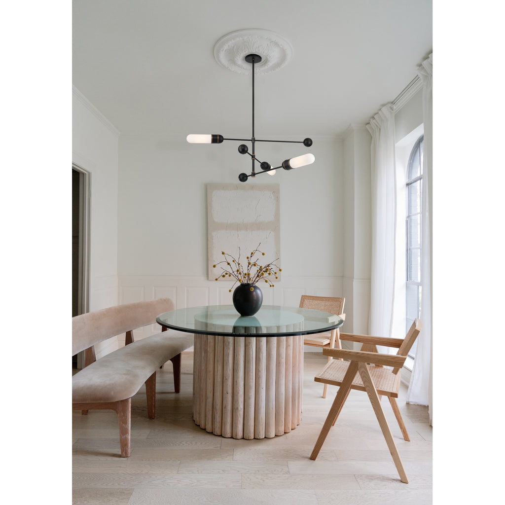 Crystorama Capsule 47.75'' LED Linear Chandelier in Matte Black + Textured Gold - Lifestyle View