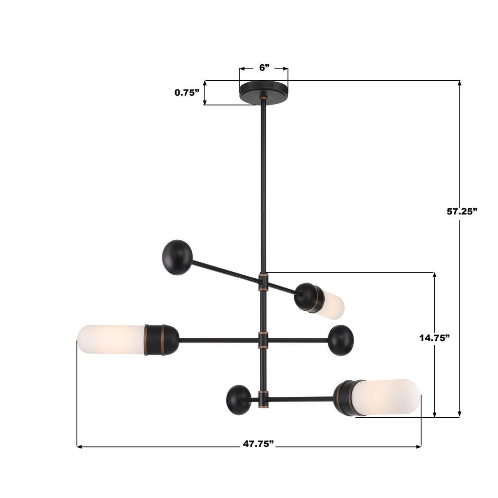 CAP-8513-MK-TG Capsule 47.75'' LED Linear Chandelier | Dimensions Image