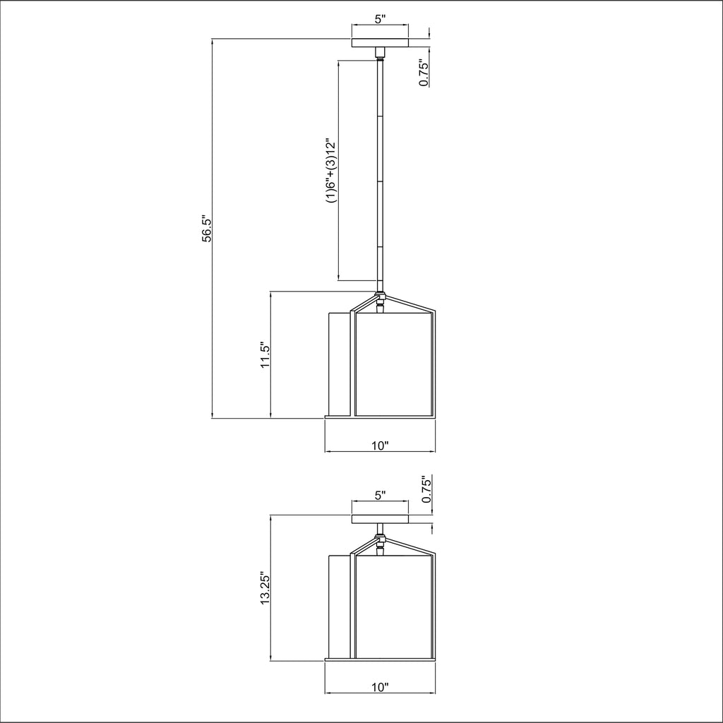 Crystorama Carlyn 10'' Semi Flush Mount - Product Dimensions