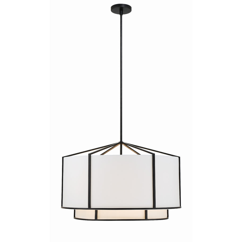 Crystorama Carlyn 28'' Chandelier in Black - Front View