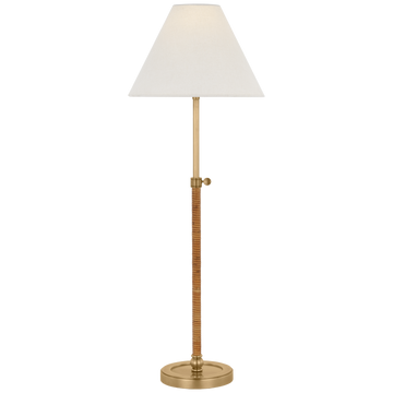 Antique-Burnished Brass and Natural Rattan