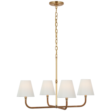 Antique-Burnished Brass and Natural Rattan