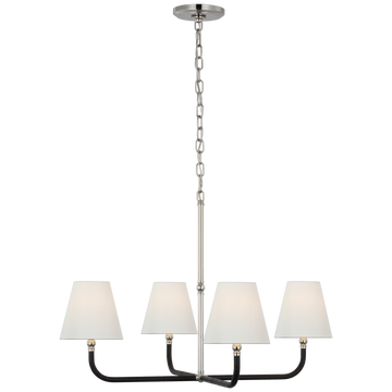 Polished Nickel and Black Rattan