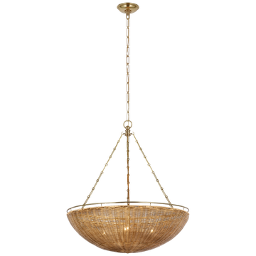 Antique-Burnished Brass and Natural Wicker