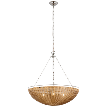 Polished Nickel and Natural Wicker