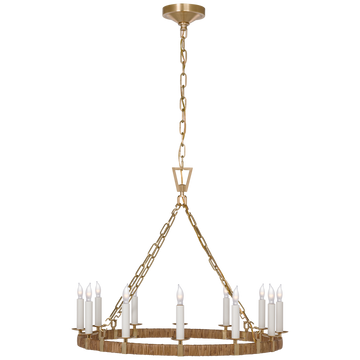 Antique-Burnished Brass and Natural Rattan