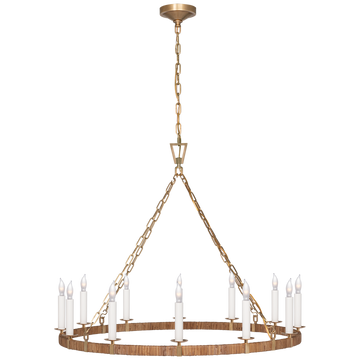 Antique-Burnished Brass and Natural Rattan