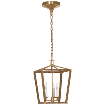 Antique-Burnished Brass and Natural Rattan