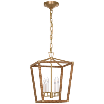 Antique-Burnished Brass and Natural Rattan