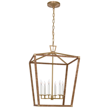 Antique-Burnished Brass and Natural Rattan