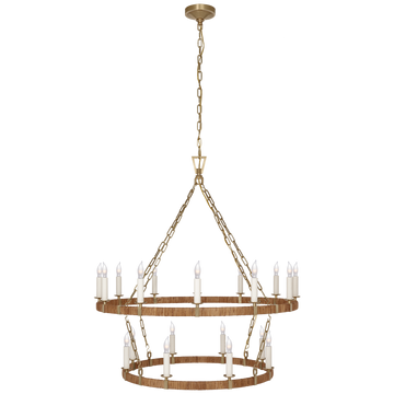 Antique-Burnished Brass and Natural Rattan