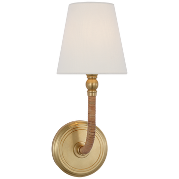 Antique-Burnished Brass and Natural Rattan