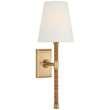 Antique-Burnished Brass and Natural Rattan